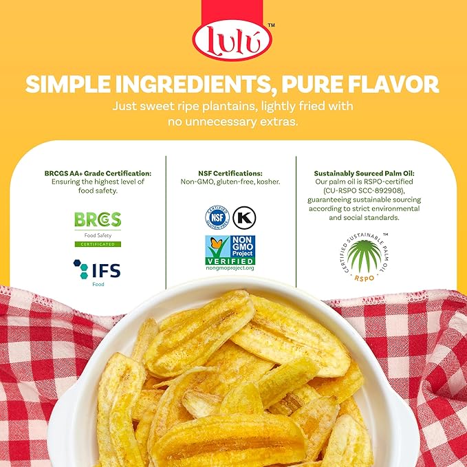 LULU Plantain Chips - Maduritos Sweet Plantain Chips, 30 Individual Bags (2.5 Oz Each) - Crunchy, Delicious, Gluten-Free Healthy Snacks - No Preservatives or Artificial Colors, Sustainably Sourced