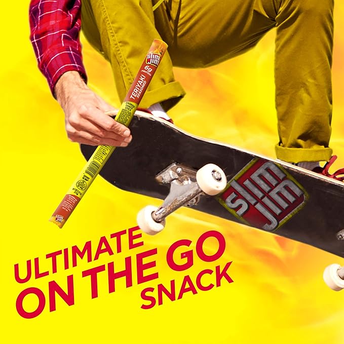 Slim Jim Giant Smoked Meat Sticks, Teriyaki Flavor, 6g Protein Per Stick, 0.97 oz. (24 Count)