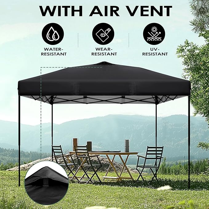 Canopy Replacement Top Cover for 10x10ft Pop Up Canopy Tent with Air Vent, Waterproof UV Protection - for Outdoor, Patio, Event, Garden (Black)