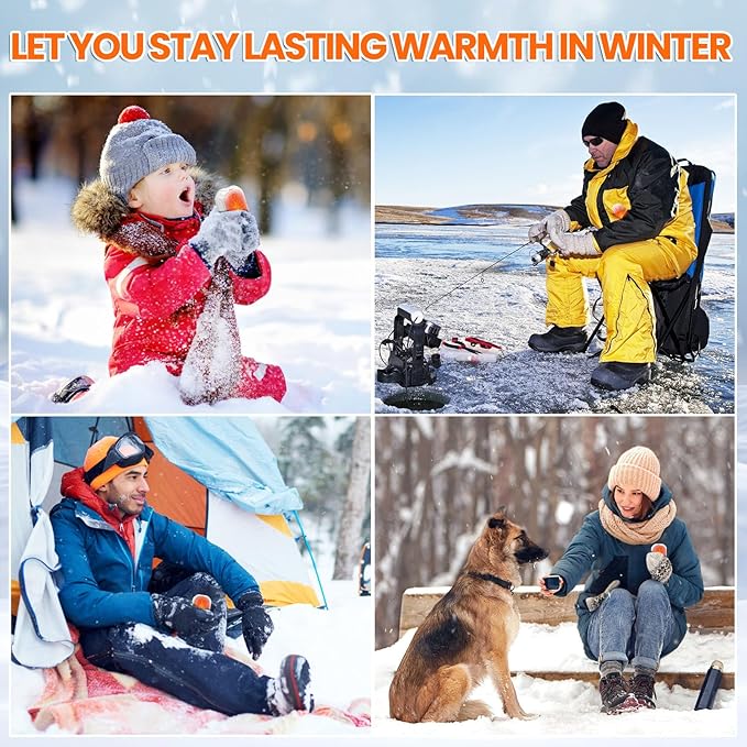 2 Pack Hand Warmers Rechargeable, 2025 New Portable Magnetic Electric with 12hrs Warmth, Double-Sided Heating Pocket Size for Outdoors, Camping - Winter Gifts for Women Men