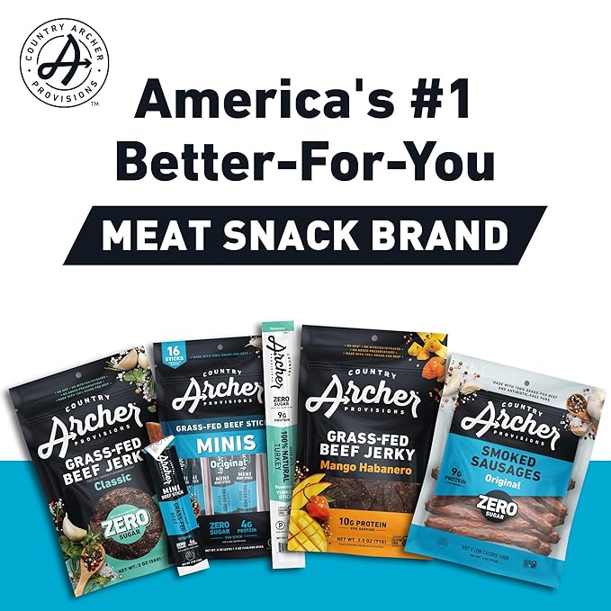 Country Archer Mini Turkey Jerky Sticks - All Natural Turkey Sticks, Meat Snack for People, Gluten Free, Keto Protein Snack, Rosemary Flavor - 0.5 oz (Pack of 12)