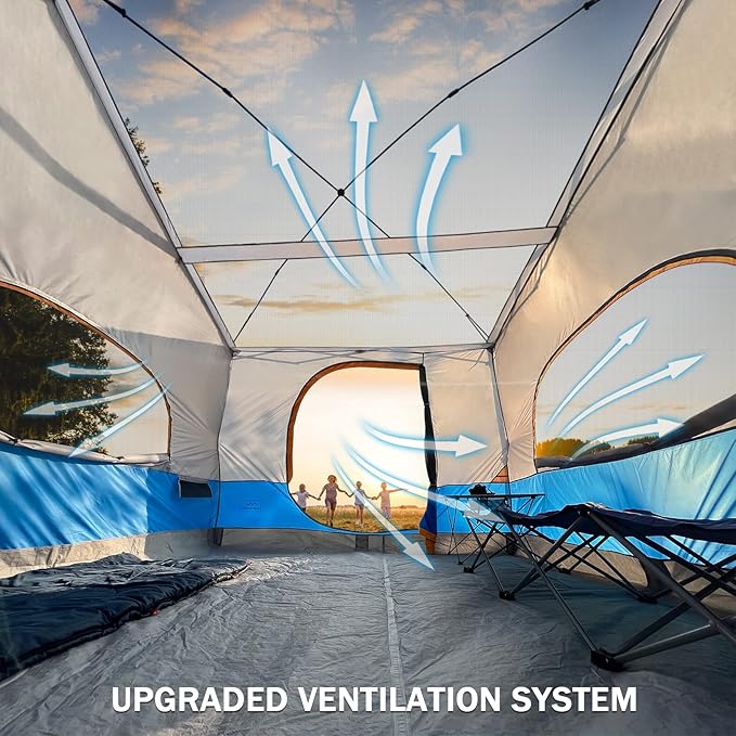 KAMPKEEPER Camping Inner Tent for Pop Up Canopy, Converts 10'x10' Straight Leg Canopy into Camping Tent–Fully Vented Roof(Top & Frame NOT Included) Light Blue