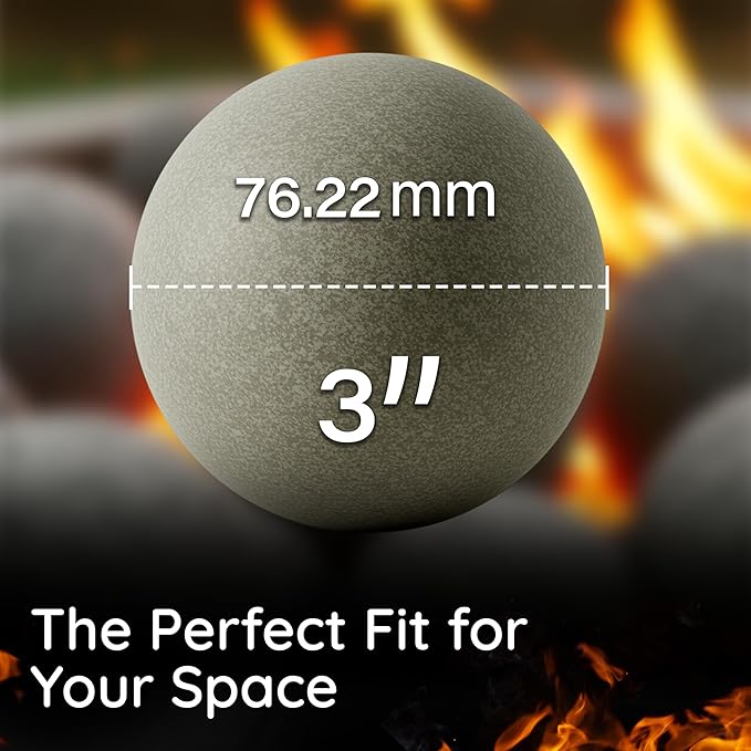 Ceramic Fire Balls Set of 15 – 3" Spheres for Gas Fireplaces and Fire Pits, Heat-Resistant Indoor Outdoor Fireplace Accessories