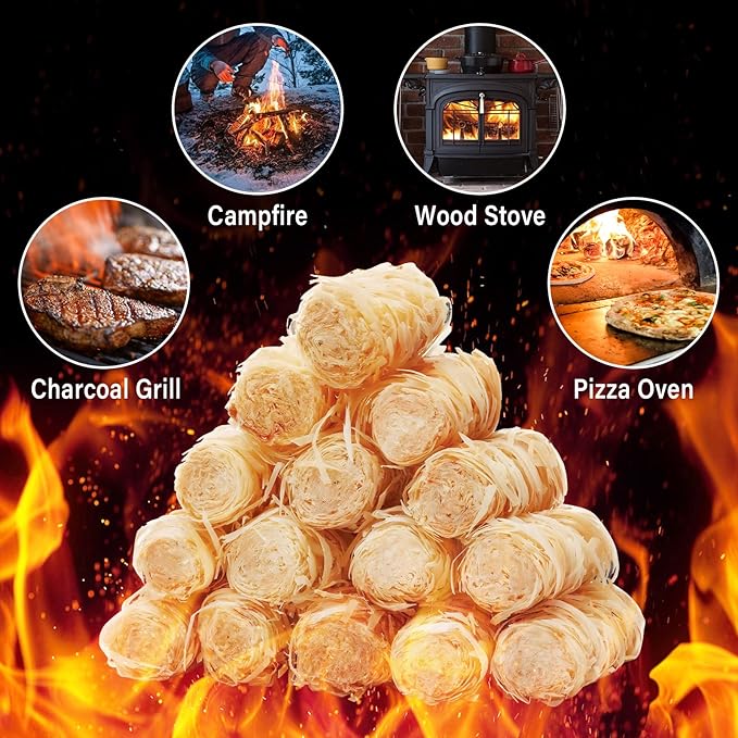 HGD Fire Starter(32pcs), Natural Charcoal Starters, Firestarters for Indoor Fireplace, BBQ, Campfire, Wood Stove, Chimney, Fire Pit, Grill, Smoker, Indoor Outdoor Use, Weather-Resistant,