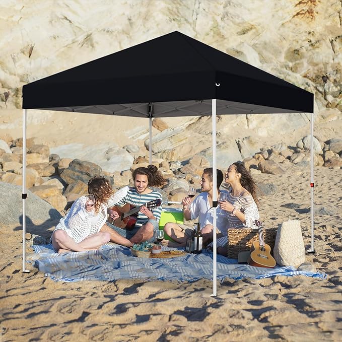 Northroad 8X8 FT Pop Up Canopy, Outdoor Instant Canopy Tent Slant Legs with Carrying Bag, Portable Gazebo Shelter for Wedding Party,Commercial Event,Patio,Garden,Beach -Black