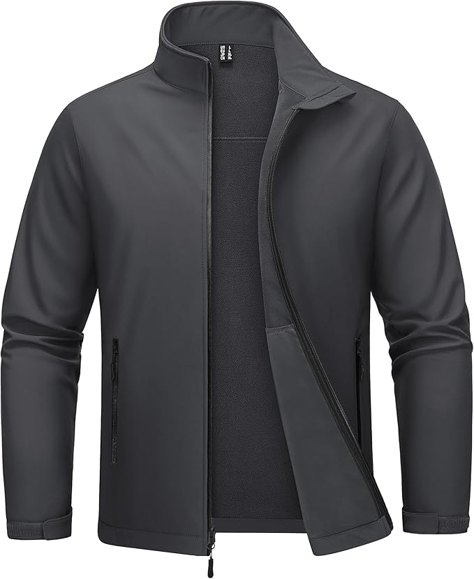 MAGCOMSEN Men's Fleece Lined Softshell Jacket Waterproof Windbreaker Rain Jacket for Tactical Hiking
