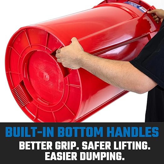 Magnum Red 55 Gallon Trash Can Set (Trash Can, Quiet Dolly, and Reinforced Lid), Construction Grade, Jobsite Ready, Non-Marking Wheels & Casters for Rolling Garbage CMTC-CLD0-55R05 (5 Set)