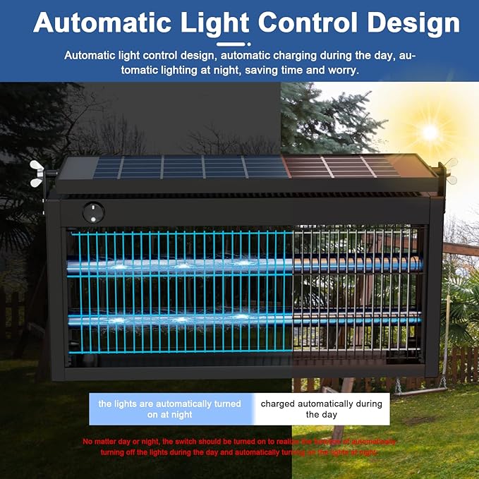 17.7 * 9.8 * 7.1in Bug Zapper Outdoor - Mosquito Repellent Outdoor Patio,Solar Bug Zapper Indoor,Waterproof Portable Fly Zapper,High Powered 4500V Mosquito Zappers Killer for Home,Patio,Camping