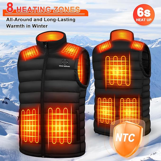 SNOW LEOPARD Heated Vest for Men with Battery Pack Included, 16000mAh 7.4V Rechargeable Men's Heated Vest