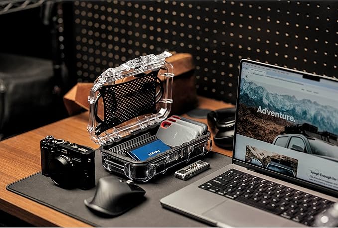 Evergreen ToughBox Tech Organizer – For Camera, Cables, Hard Drives, Compatible with GoPro etc. (Medium, Rubber Boot, Black)