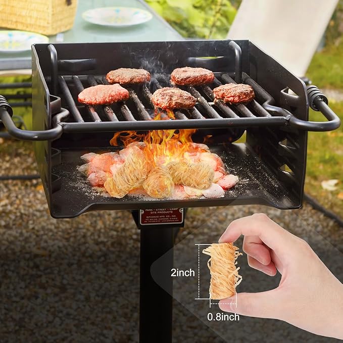 60 pcs Charcoal Starters Fire Starter for Fireplace, Pellet Stove, Wood, Campfires, BBQ, Pizza Oven, Fire Pit Natural Fire Starters with Aluminum Box Protection for Grill Smoker