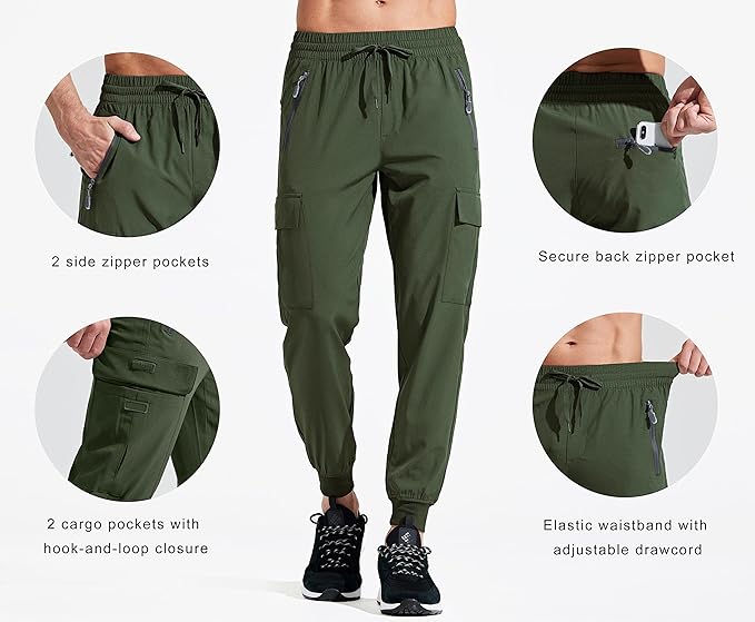 Libin Men's Lightweight Joggers Quick Dry Cargo Hiking Pants Track Running Workout Athletic Travel Casual Outdoor
