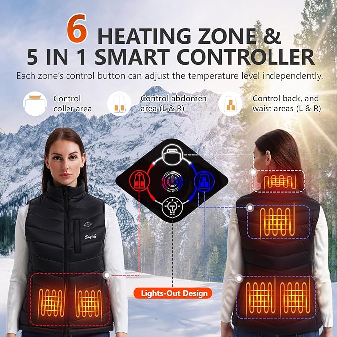Women’s Heated Vest with Battery Pack Included, 7.4V Smart Washable Rechargeable Electric Lightweight Heating Vest