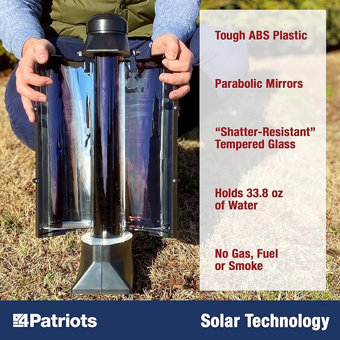 4Patriots Sun Kettle XL: Portable Solar Water Heater For Hunting & Emergencies - 33.8 oz Capacity