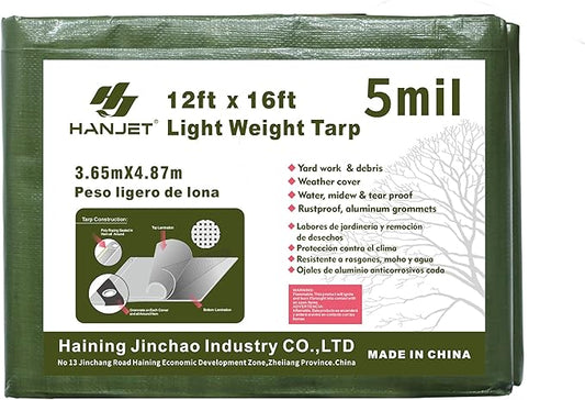 12' x 16' Tarp 5-mil Thick Camping Tent Rain Tarps Green Waterproof Outdoor Cover…
