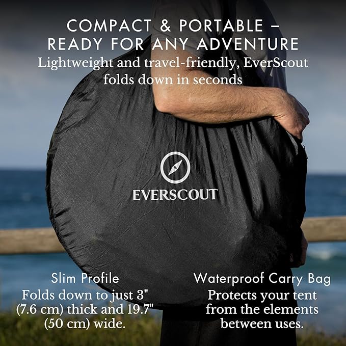 Pop Up Privacy Tent for Portable Toilet. Camp Shower or Changing Tent, Water-Repellent, Compact, UV-Protective. Ideal for Beach, Hiking, Camping Essentials and Festivals. Includes Carry Bag.