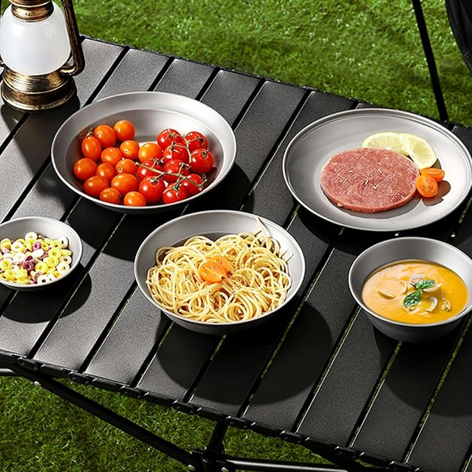 Pure Titanium Camping Sauce Dish 2 Pieces 4.6 inch Salad Sacue Bowl for Backpacking Outdoor Hiking
