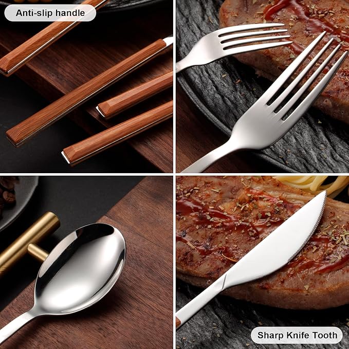 Portable Utensils Set with Case 18/8 Stainless Steel Silverware Sets Reusable Utensils Set Knife Fork and Spoon with Case 3 PCS Set Ideal for Travel Camping