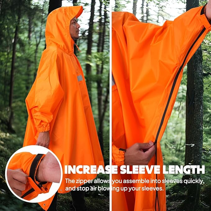 ANYOO Hooded Rain Poncho for Adults Waterproof Lightweight Rain Coat for Men Women Reusable Rain Jacket for Emergency Outdoor