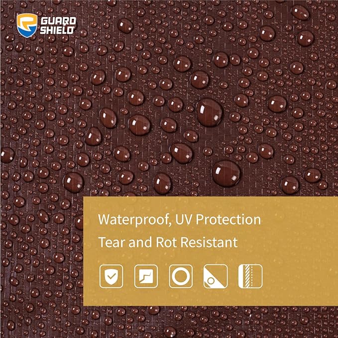 GUARD SHIELD Brown/Green Tarp 10x16 Feet Medium Duty Outdoor Waterproof Multi Purpose Poly Tarps Cover 7mil (2-Pack)