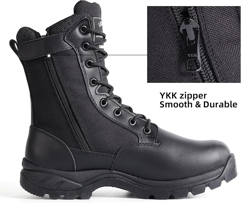 Men's Military Tactical Work Boots with Side Zipper, Puncture Resistant, Desert Combat, Army Jungle, 8 Inch Lightweight Hiking Boots