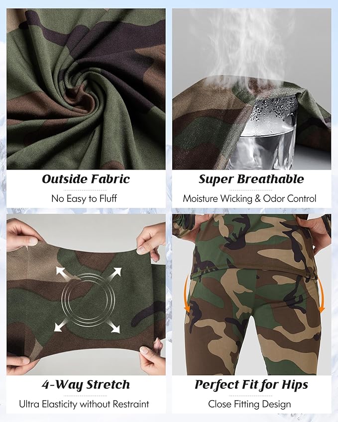 romision 2 Pack Thermal Underwear for Men Long Johns Fleece Lined Hunting Gear Bottom Top Set Base Layer Cold Weather XS-4XL