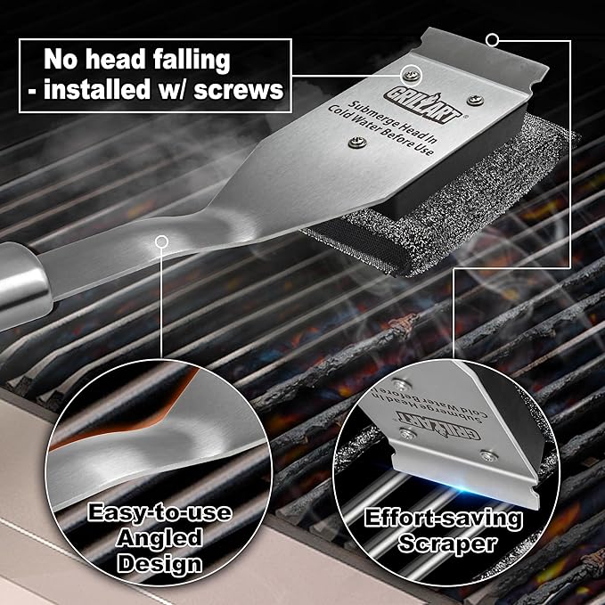 GRILLART Grill Brush Bristle Free Replacement Head - 2PCS
