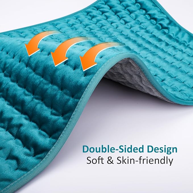 Electric Heating pad for Back/Shoulder/Neck/Knee/Leg Pain, Cramps and Arthritis Relief, 6 Fast Heating Settings, Auto-Off, Machine Washable, Moist Dry Heat Options, Extra Large 16"x30"