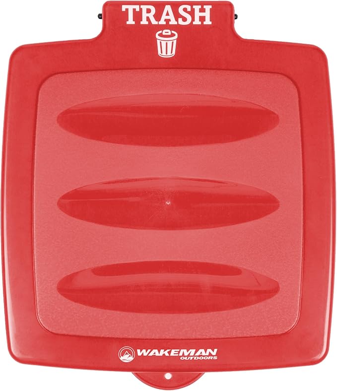 Wakeman Portable Trash Bag Holder – Collapsible 13-Gallon Garbage Bin for Indoor/Outdoor Use, Camping, Recycling, and Parties – Durable Plastic Trash Can Outdoors (Red)