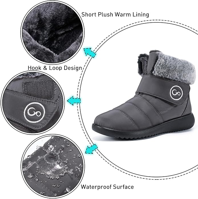 Women Snow Boots Winter Shoes with Fur Lined Warm Slip On Boots for Women Waterproof Booties Comfortable Outdoor Anti Slip Shoes