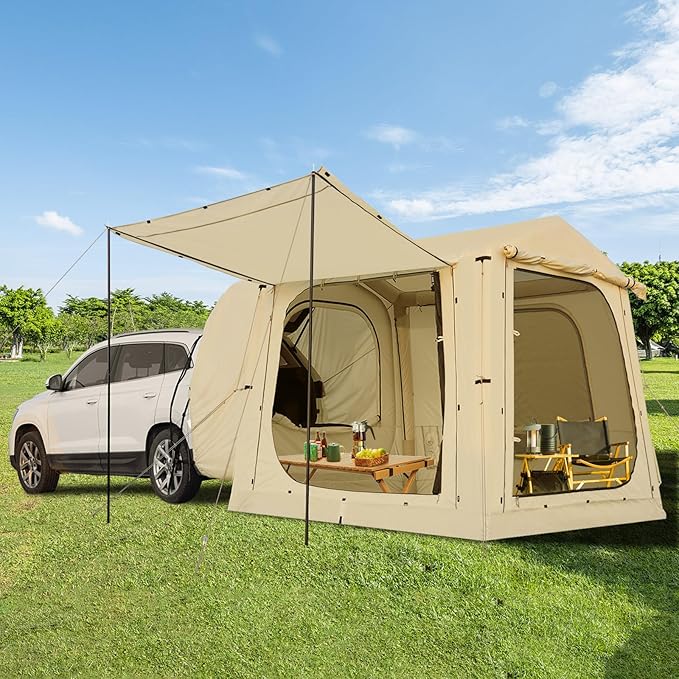 Inflatable Tents for Camping, Blow Up Tent with Hand Pump, Easy Setup InflatableTent 4 Season Tent, Waterproof Oxford Air Glamping Tents for Camping Adult 4/6/8 Person