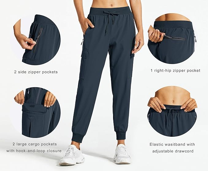 Libin Women's Cargo Joggers Lightweight Quick Dry Hiking Pants Athletic Lounge Casual Travel