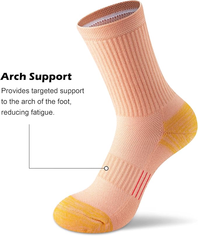 Gonii Women Athletic Crew Socks 5-6 Pairs - Comfort & Cushioned for Running, Hiking, Sports Arch Compression Socks