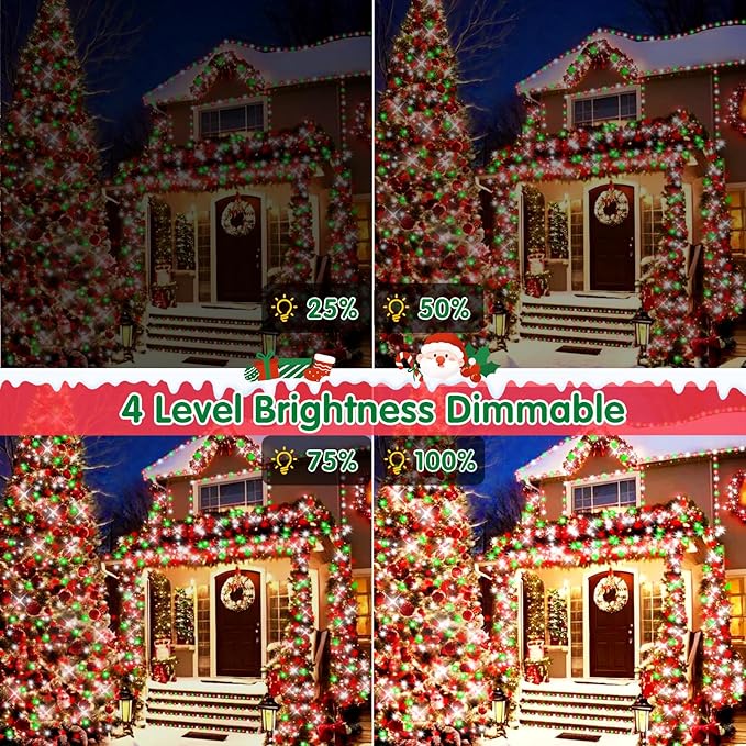 XURISEN 403FT 1000 LED Christmas Lights Outdoor Green Wire String Lights 8 Modes with Timer Memory Waterproof Fairy Light Plug in for Xmas Tree Wedding Yard Party Holiday Decorations(Red+Green+White)