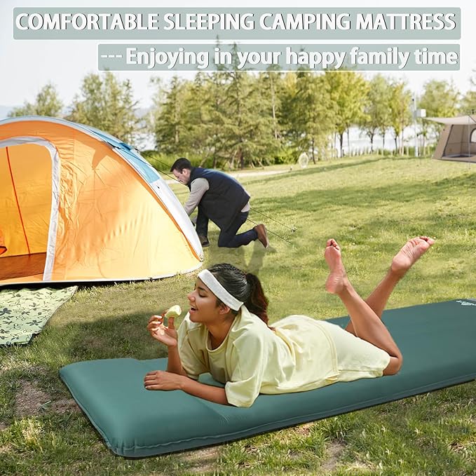 LINKET Sleeping Pad for Camping, Self Inflating Sleeping Pad with Electric Pump, Camping Mattress Compact for Backpacking Hiking Traveling Tent - Ultralight Self Inflating Air Mattress