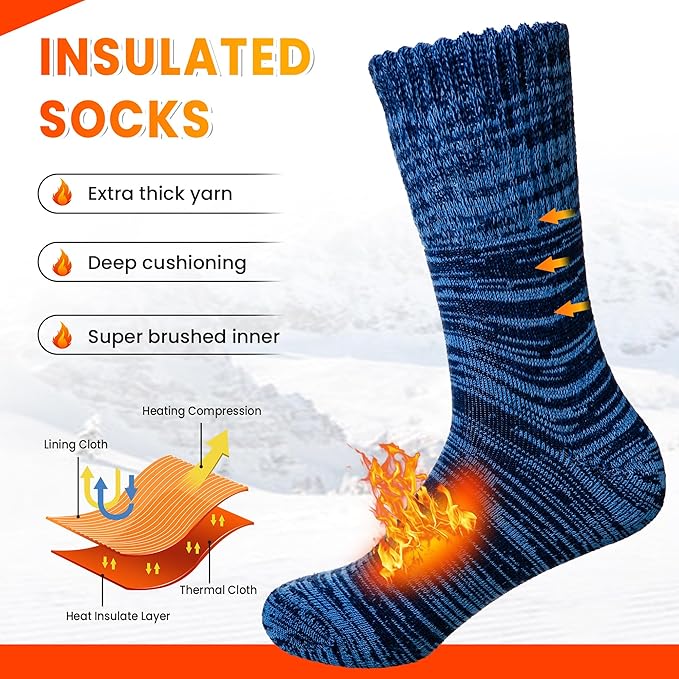 Velice Winter Warm Thermal Socks for Women Extra Thick Insulated Heated Crew Boot Socks for Cold Weather 5 Pairs