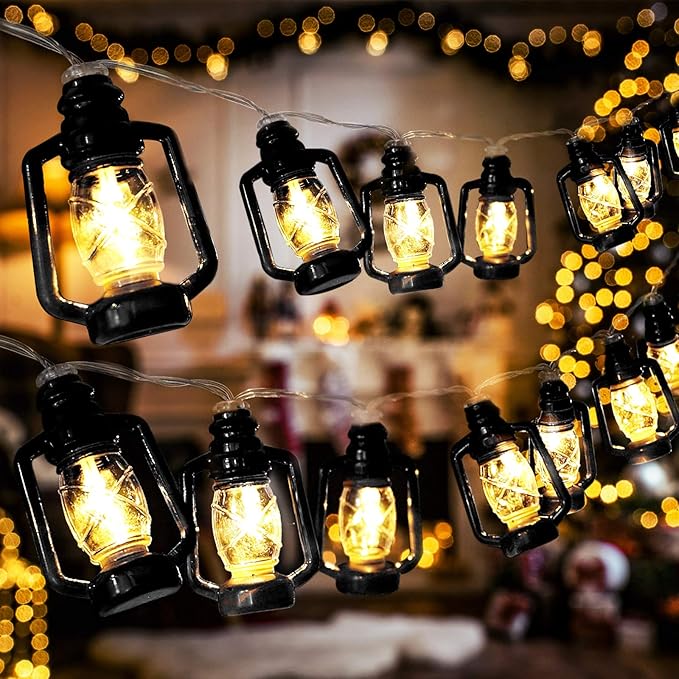AceList Camping Lantern String Light 30 LED Camping Lights Battery and USB Operated, Happy Camper Mini Kerosene Lamp Perfect for Camping Decorations, Party, Classroom, Christmas and Travel