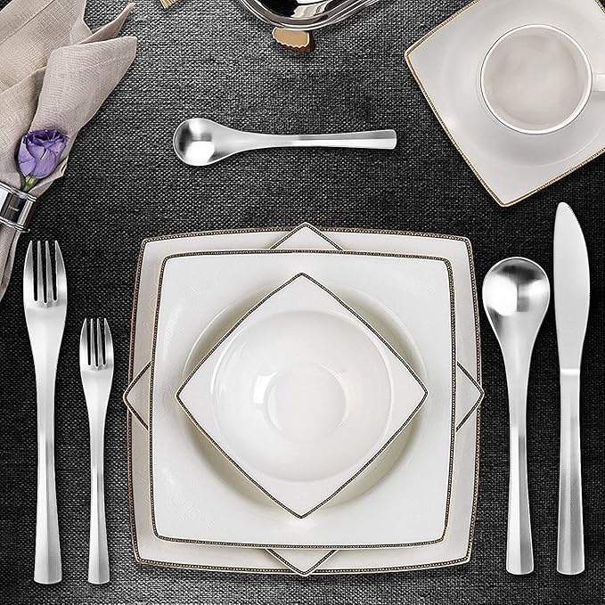 Silverware Set, Bysta 20-Piece Flatware Set, Stainless Steel Utensils Service for 4, Tableware Cutlery Set for Home and Restaurant, Include Knife/Fork/Spoon, Satin Finish, Dishwasher Safe