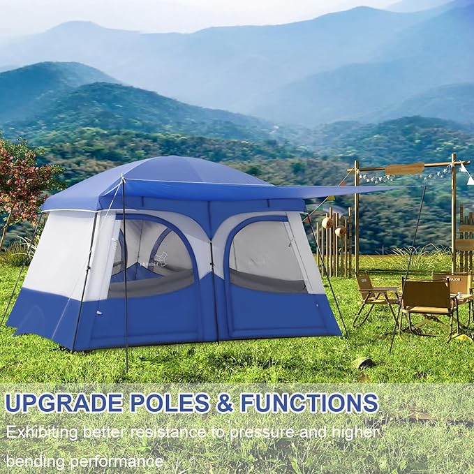 Vidalido Tents,3-4 Person Camping Tent with Extended Vestibule,Weather Resistant Family Tents with Breathable Mesh Windows,Easy Install Waterproof Outdoor Tent for Backpacking and Camping Hiking