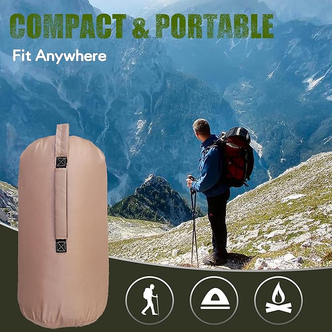 Woobie Blanket, Thermal Insulated Military Poncho Liner, Water-Resistant, Portable, Insulation, for Hiking, Survival with Compression Carry Bag (Od - Coyote)