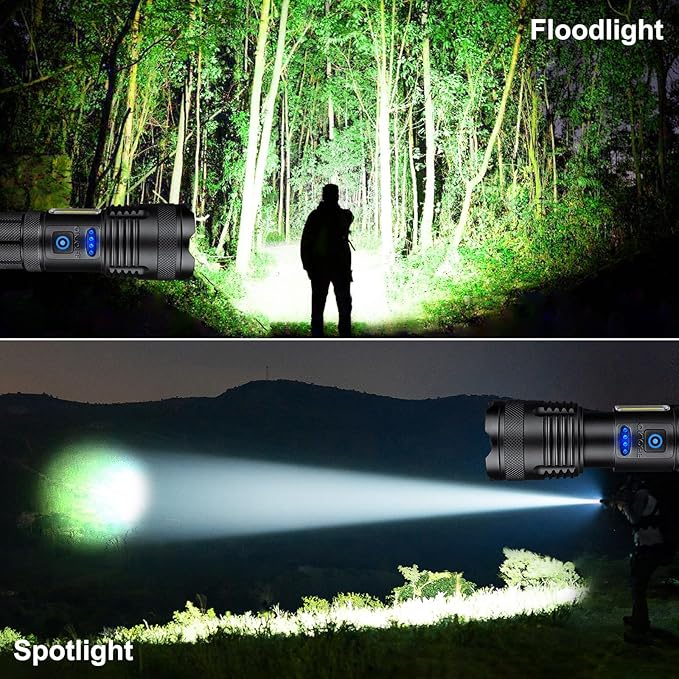 KINGCAESAR Flashlights 90,000 High Lumen - 2 Pack, Ultra Bright Rechargeable Flashlight with 7 Light Modes, LED Flash Light with High Power ΒATTERY, IPX7 Waterproof for Home Camping