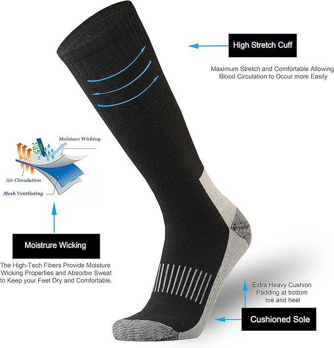 ONKE Max Full Cushion Knee High Socks for Men Steel Toe Work Boot Over the Calf OTC Moisture Wicking Thermal Hiking Hunting