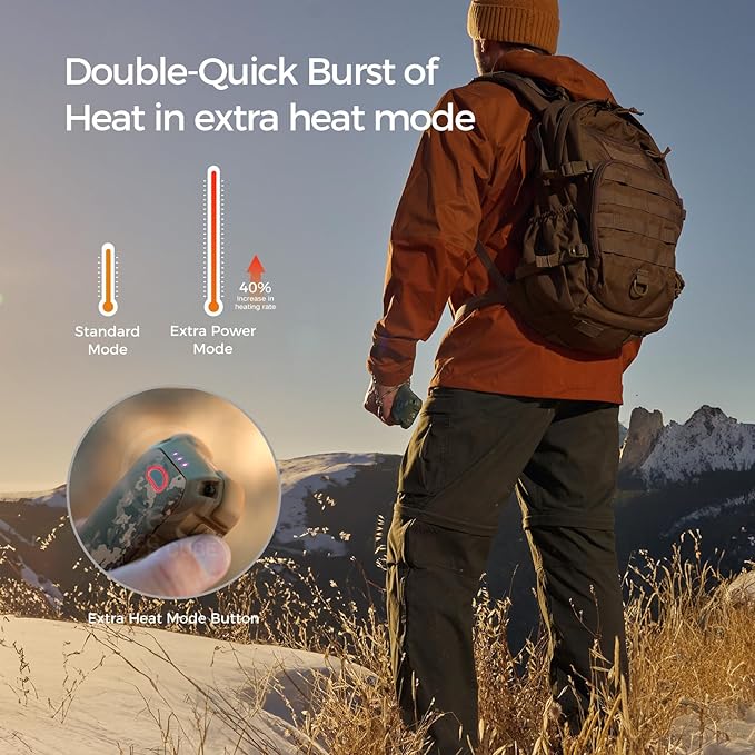 OCOOPA IP56 Waterproof Hand Warmers Rechargeable 10000mAh, Extra Heat Mode,16hrs Heat, Handwarmer with Torchlight, PD & QC Electric Hand Warmer, Winter Outdoor Gifts for Men Hunting Camping Hiking