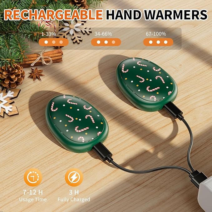 coldSky Rechargeable Hand Warmers 2 Pack, Magnetic 2-in-1 Reusable Electric Hand Warmer, 3 Heat Settings Portable Pocket Hand Heater Gifts for Women Men Christmas, Skiing, Camping, Hunting