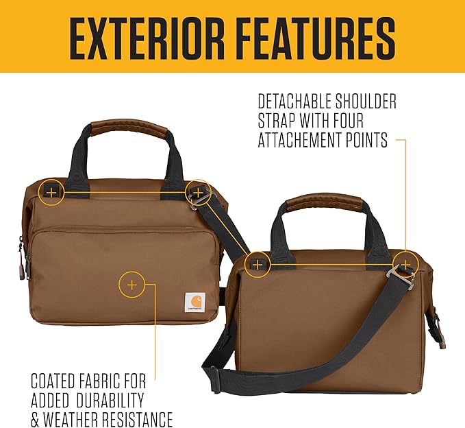 Carhartt Thick Foam Fully Insulated Cold Front Coolers, Premium Ice Retention, Durable Water Resistant Material W/Front Zippered Pocket