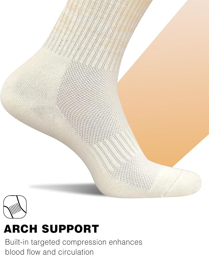 Crew Socks for Women,Athletic Hiking Running Compression Socks with Cushioned Support 3-6 Pairs