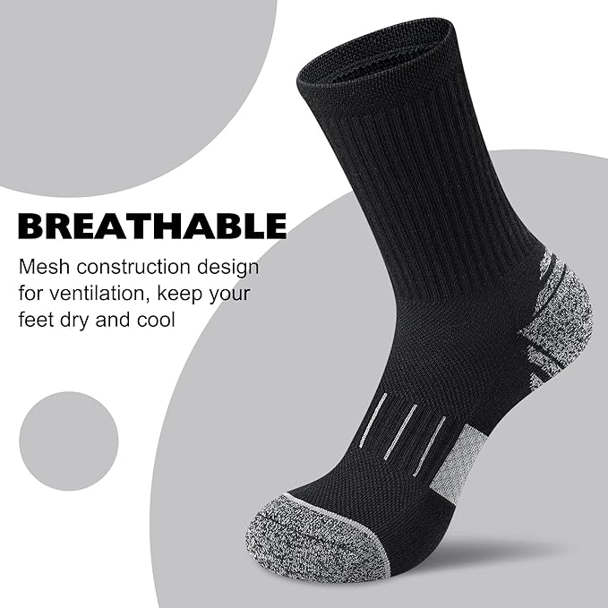 Crew Socks for Women,Athletic Hiking Running Compression Socks with Cushioned Support 3-6 Pairs