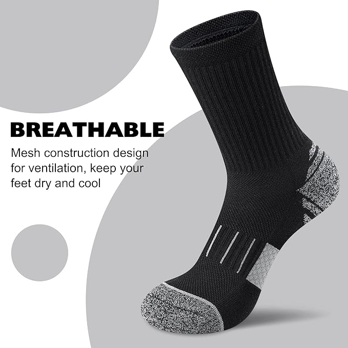 Crew Socks for Women,Athletic Hiking Running Compression Socks with Cushioned Support 3-6 Pairs