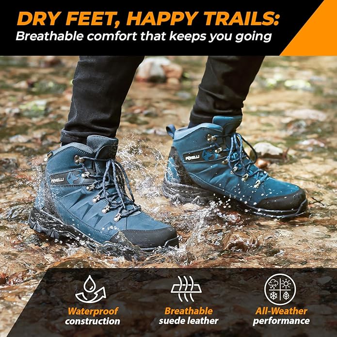 Foxelli Women’s Hiking Boots - Waterproof Lightweight & Breathable Suede Leather