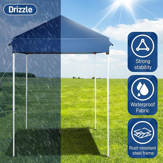 Outvita 5x5 Pop Up Canopy Tent, Ez Up Outdoor Canopy Tent Instant Shelter with Carry Bag Straight Legs Patio Balcony Porch Backyard Garden
